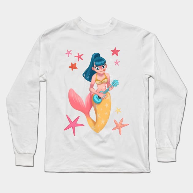 mermaid ukulele Long Sleeve T-Shirt by melivillosa